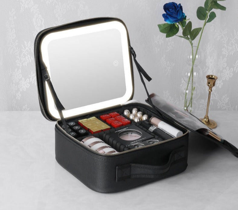VanityVue - Makeup Storage Box With LED Mirror