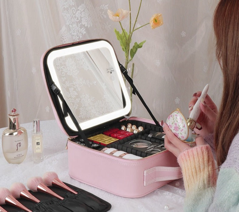 VanityVue - Makeup Storage Box With LED Mirror